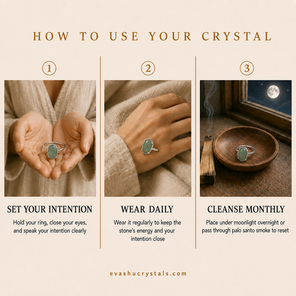 Green Aventurine Ring wearing, placement, intention and crystal care usage guide