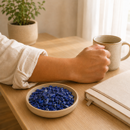 Lapis Lazuli Chips wearing, placement, intention and crystal care usage guide