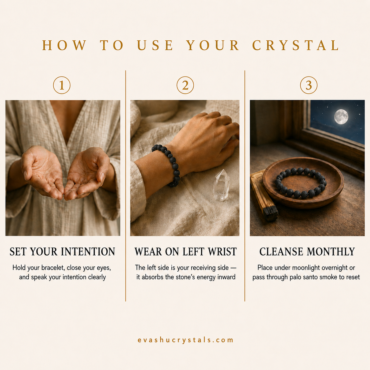 Lava Stone Bracelet wearing, intention and crystal care usage guide