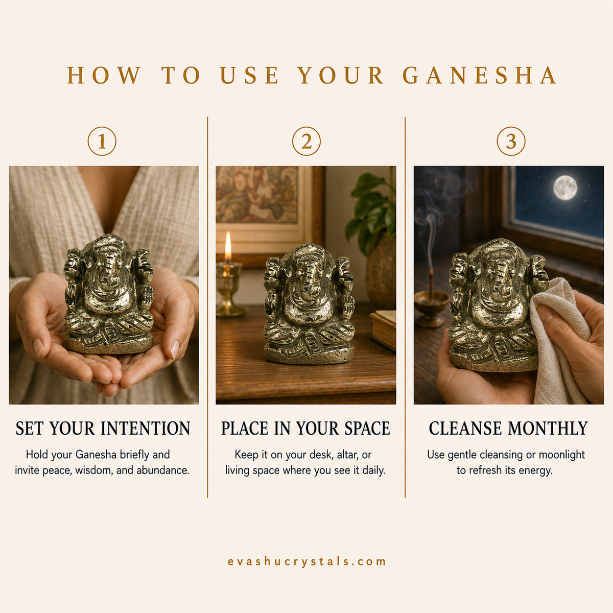 Pyrite Ganesha idol placement and care guide