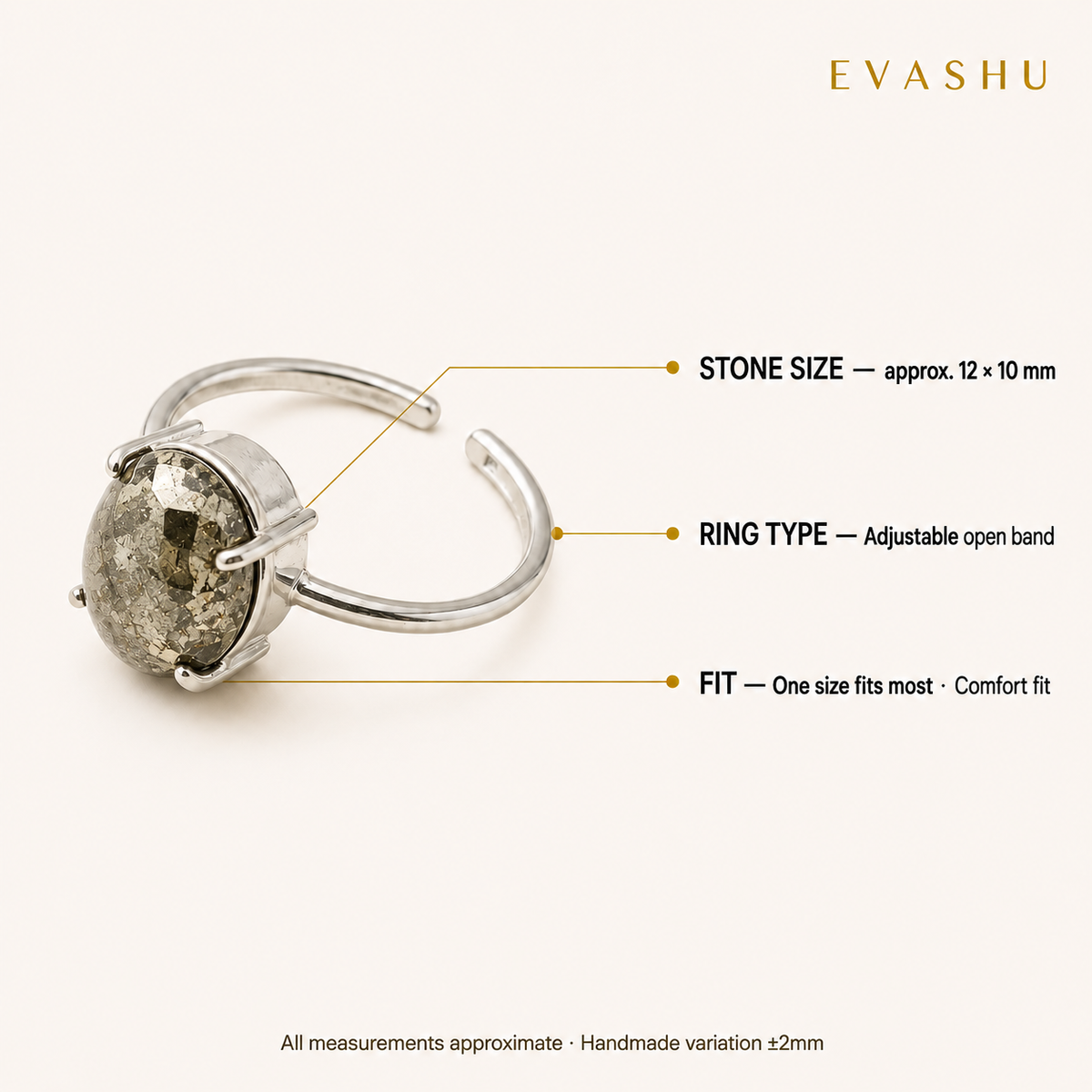 Pyrite Adjustable Ring wear and care guide