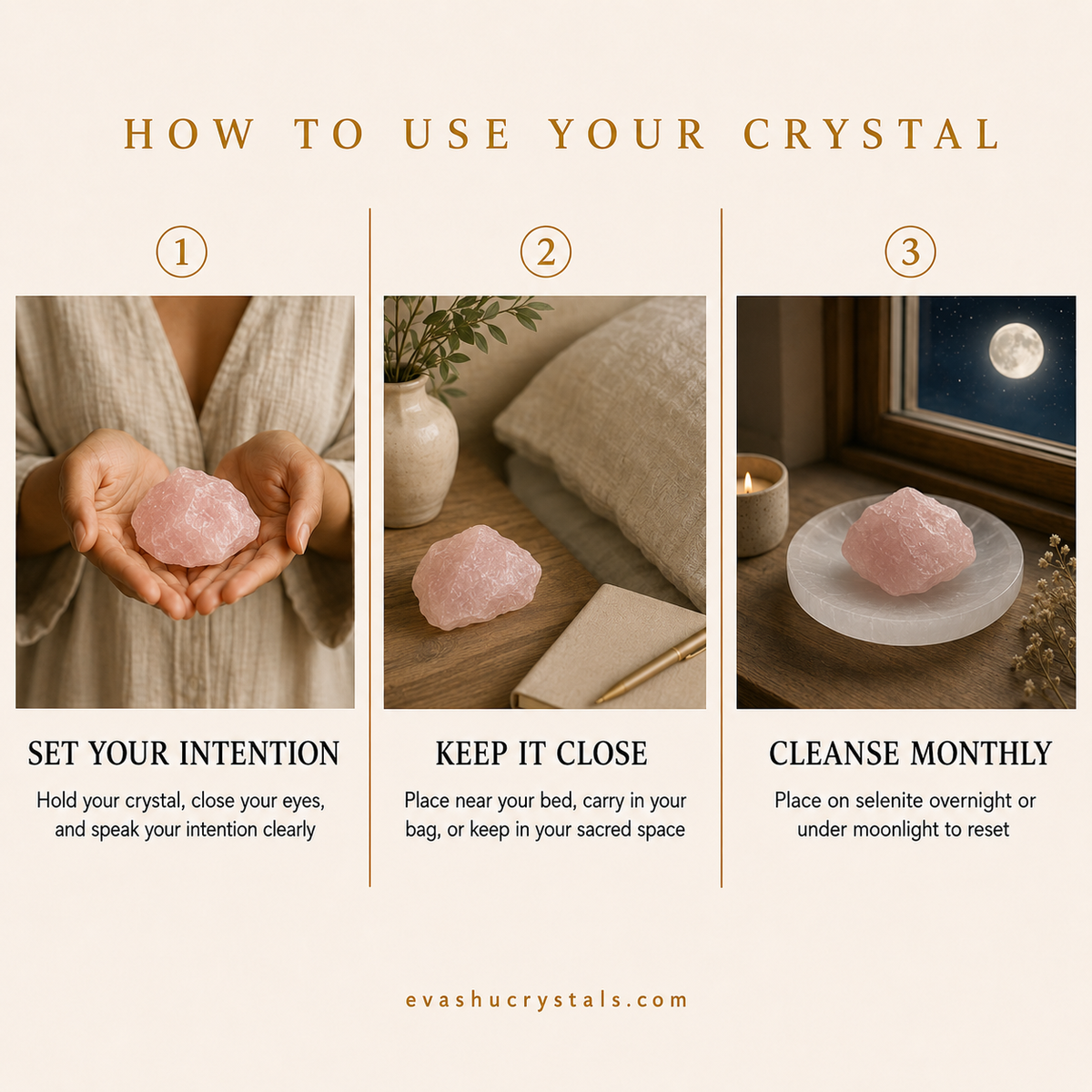 Rose Quartz Stone wearing, placement, intention and crystal care usage guide