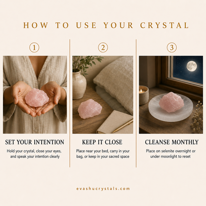 Rose Quartz Stone wearing, placement, intention and crystal care usage guide