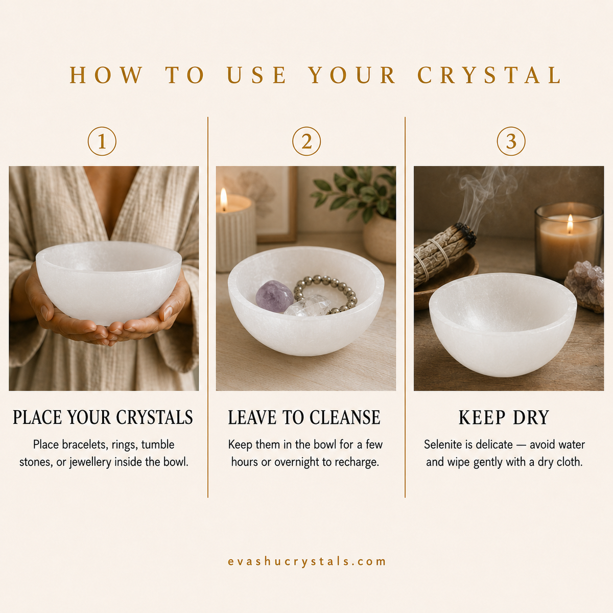 Selenite Bowl wearing, placement, intention and crystal care usage guide