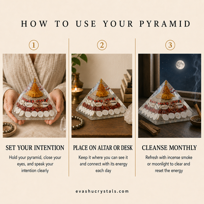 Shree Yantra Pyramid wearing, placement, intention and crystal care usage guide
