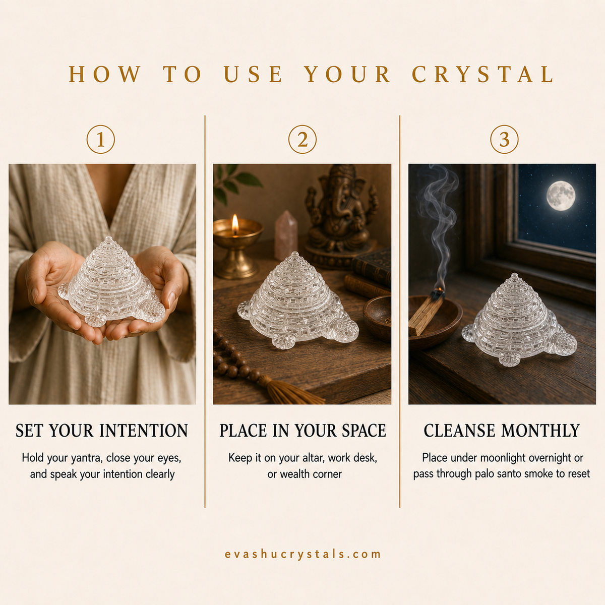 Sphatik Tortoise wearing, placement, intention and crystal care usage guide