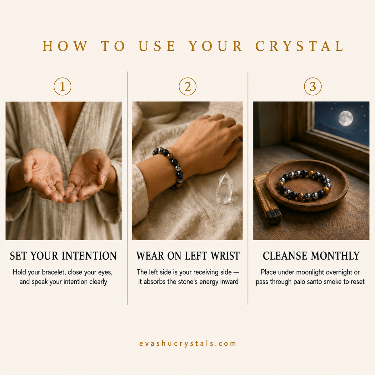 Black Obsidian, Tiger Eye and Evil Eye Bracelet wear and care guide