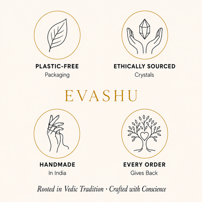 7 Chakra Pyramid by Evashu Crystals with sourcing, handmade and brand values