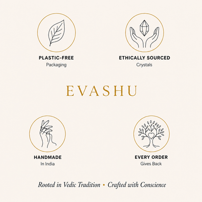 7 Chakra Tumble Set by Evashu Crystals with sourcing, handmade and brand values