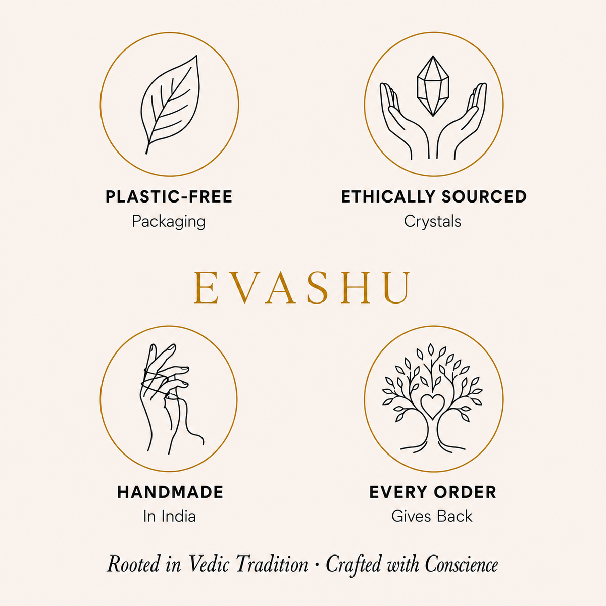 Black Tourmaline Hexagon Pendant by Evashu Crystals with sourcing, handmade and brand values