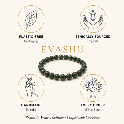 Bloodstone Bracelet by Evashu Crystals with sourcing, handmade and brand values