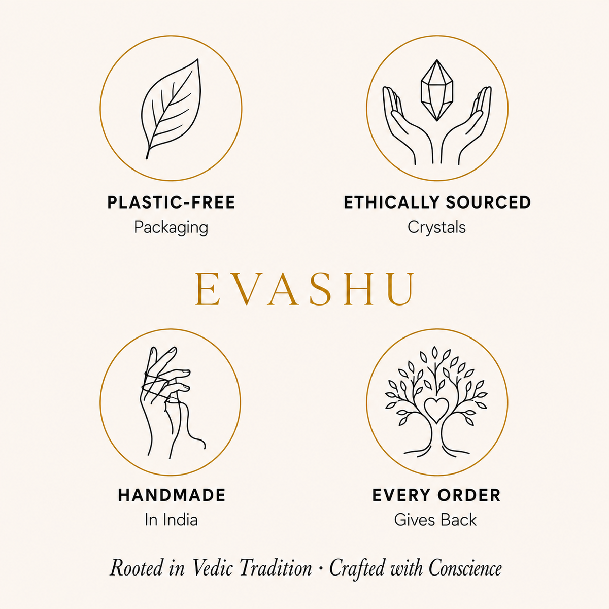 Clear Quartz Bracelet by Evashu Crystals with sourcing, handmade and brand values