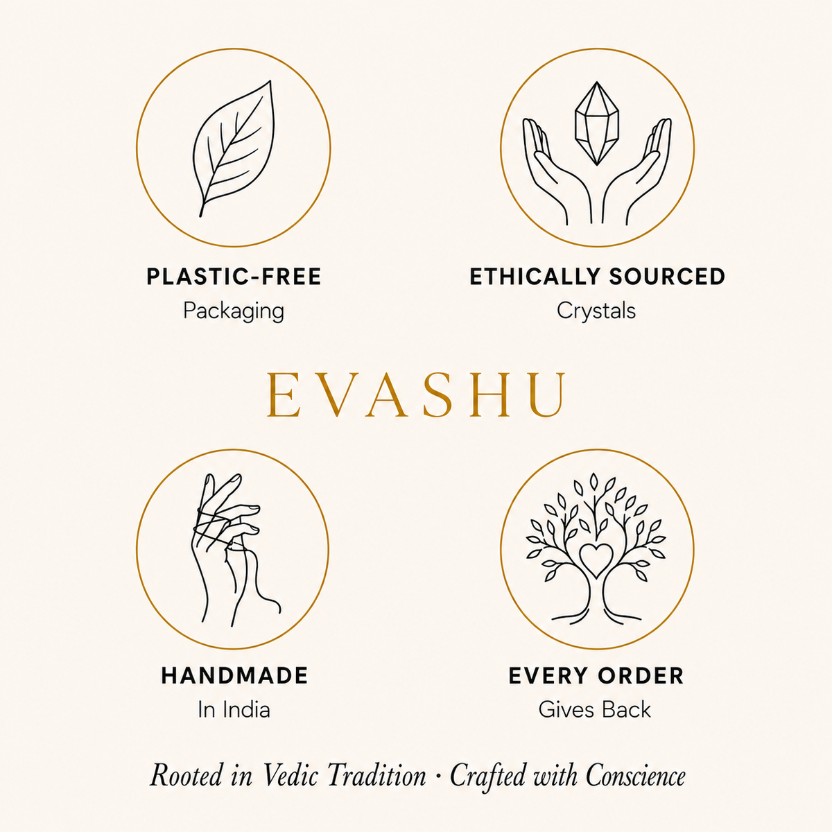 Gomti Chakra Tree by Evashu Crystals with sourcing, handmade and brand values