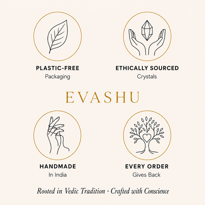 Selenite Bowl + Ganesha by Evashu Crystals with sourcing, handmade and brand values