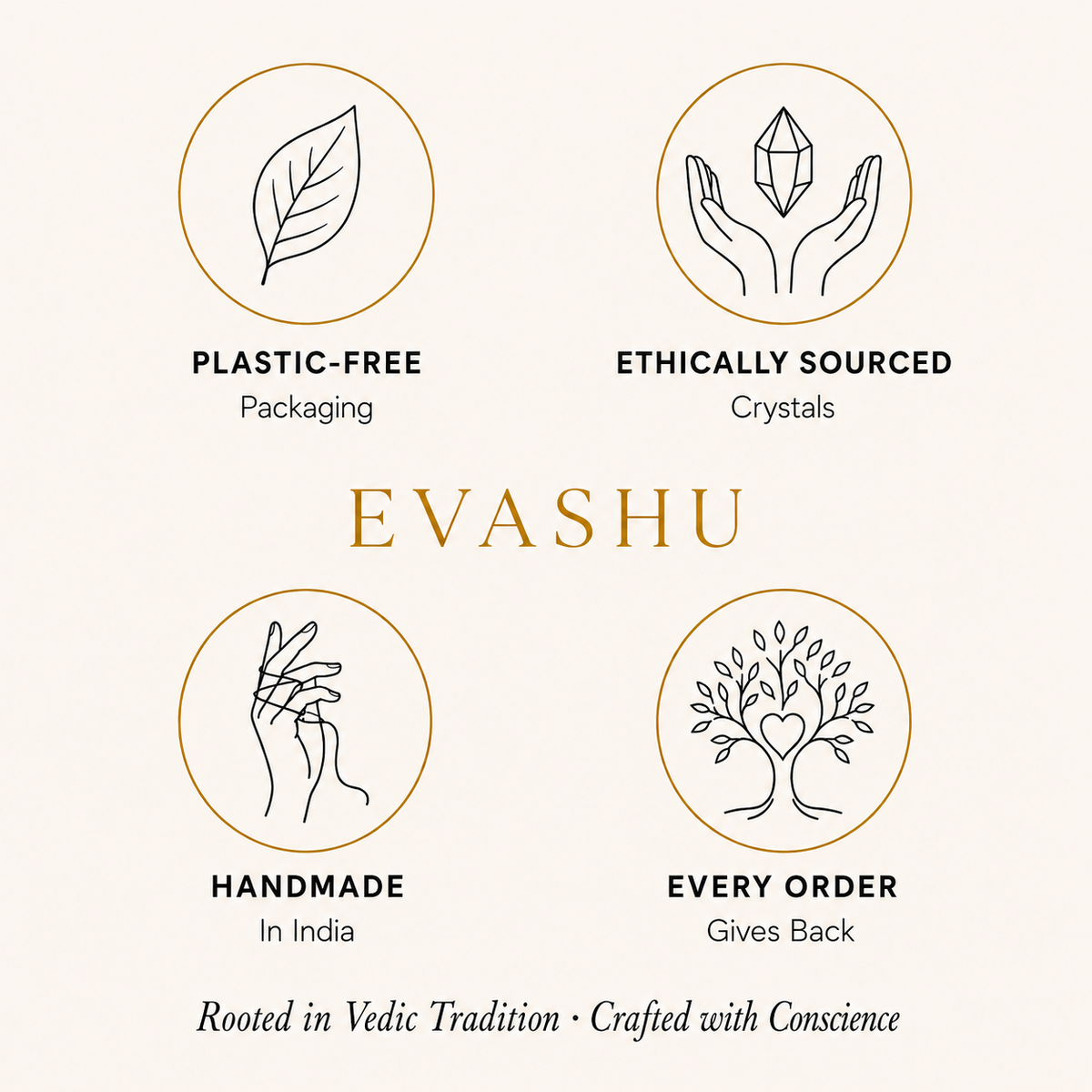 Selenite Stone by Evashu Crystals with sourcing, handmade and brand values