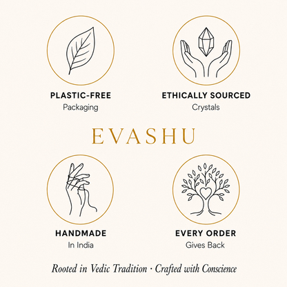 Sphatik Tortoise by Evashu Crystals with sourcing, handmade and brand values