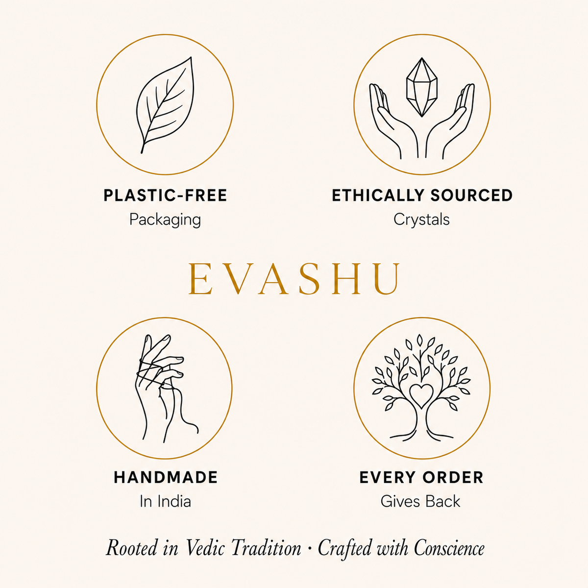 Tiger Eye Chips by Evashu Crystals with sourcing, handmade and brand values