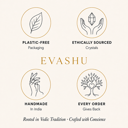 Zibu Coin Set by Evashu Crystals with sourcing, handmade and brand values