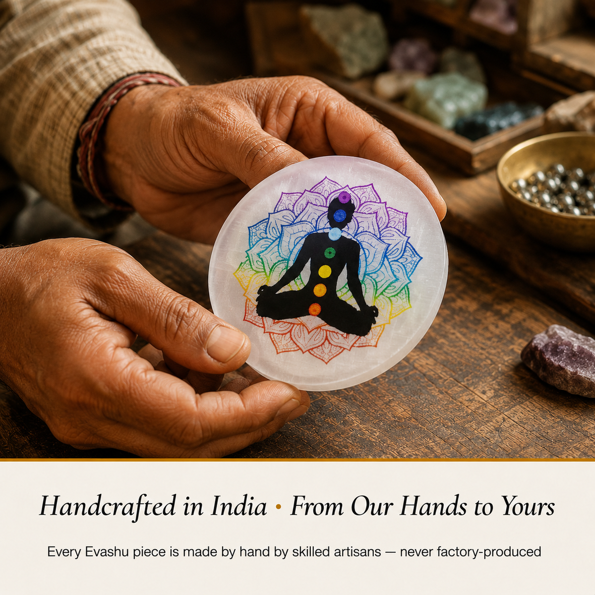 Selenite 7 Chakra Round Charging Plate product information