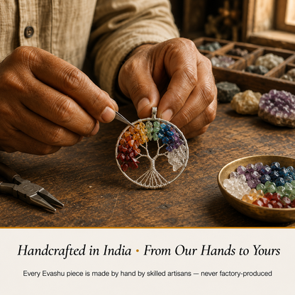 7 Chakra Wire Tree of Life pendant by Evashu Crystals - product information