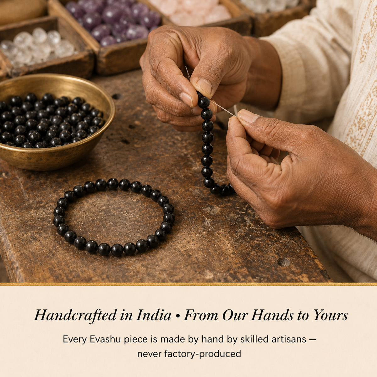 Black Tourmaline 8 mm Bracelet product information by Evashu Crystals