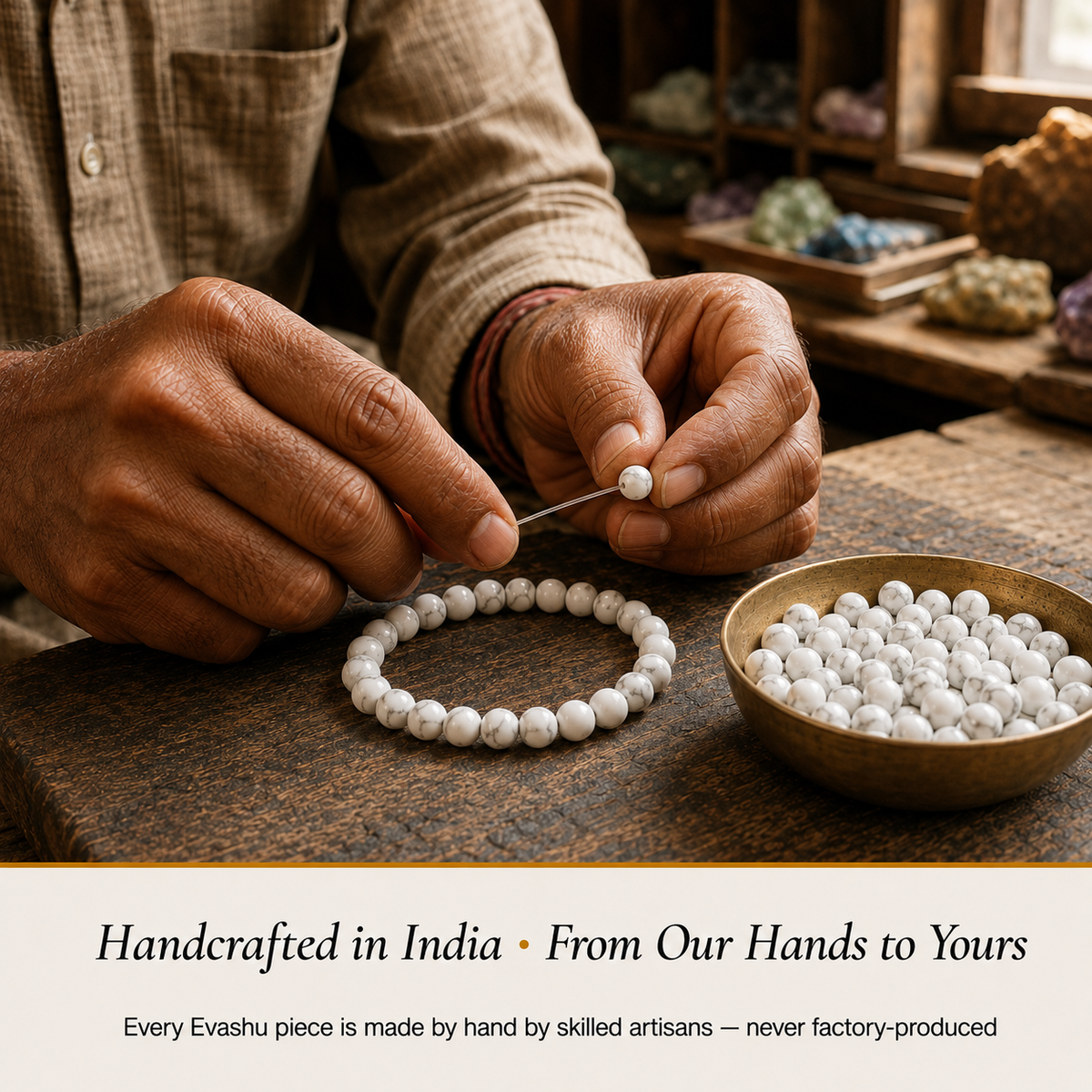 Howlite 8 mm bracelet by Evashu Crystals - product information