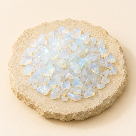 Opalite Decorative Glass Chips product presentation by Evashu Crystals in India