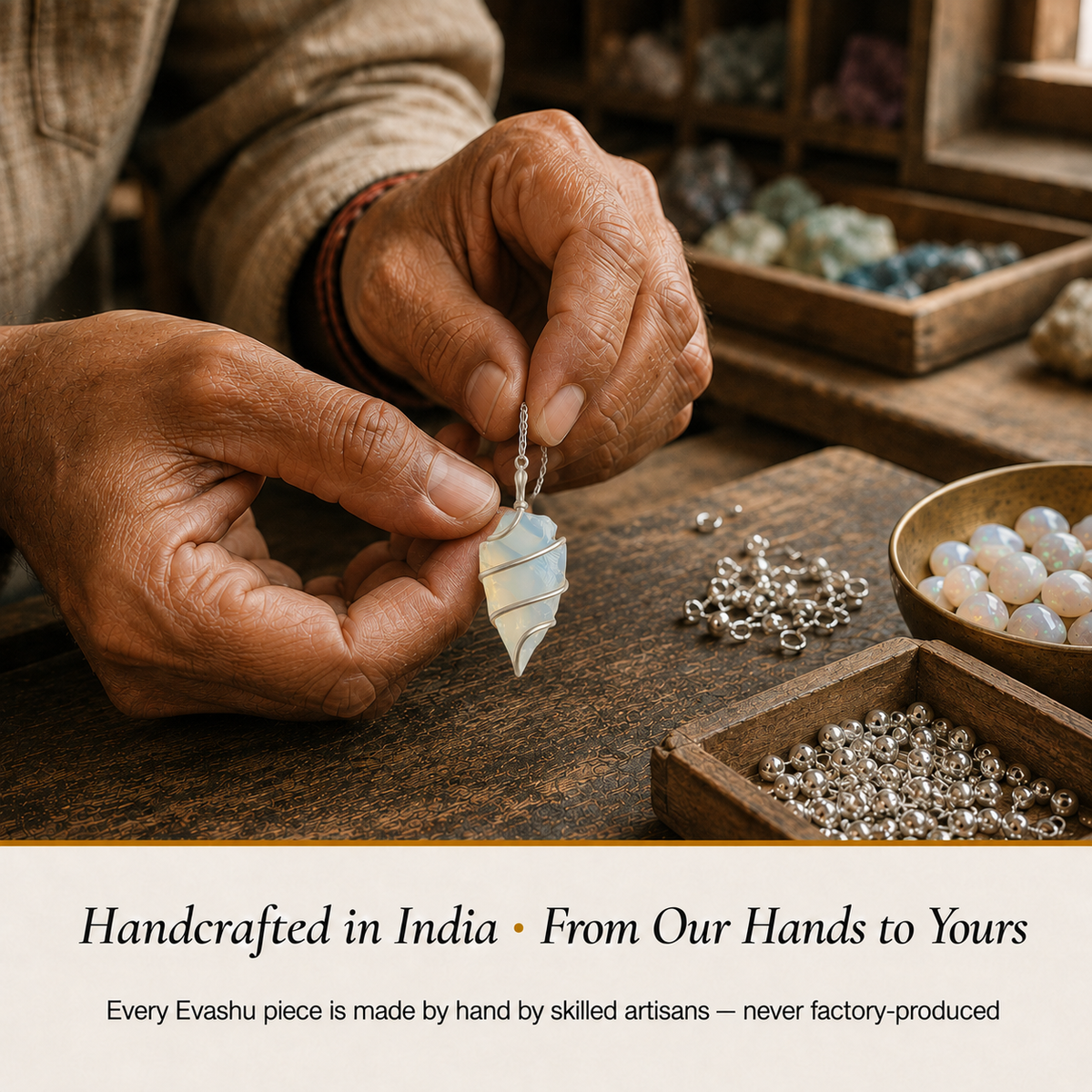 Opalite Arrowhead Pendant product presentation by Evashu Crystals in India
