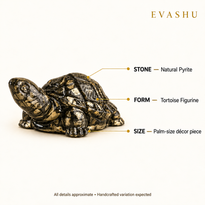 pyrite-tortoise-figurine handcrafted in India showing artisan crystal product making