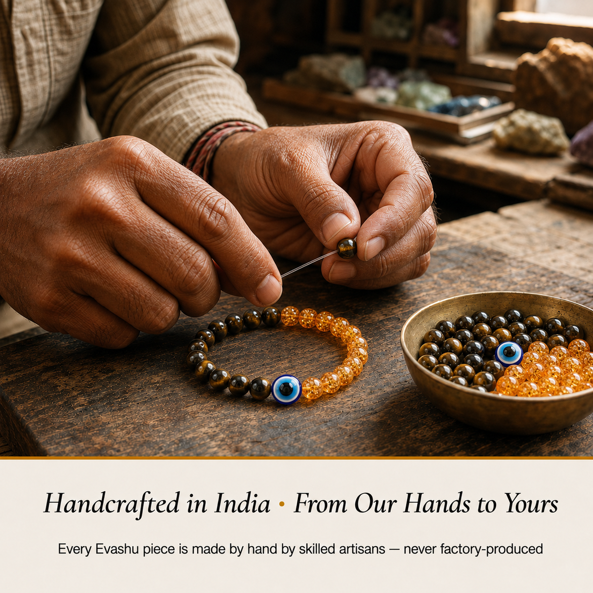 Tiger Eye, Citrine and Evil Eye bracelet set product information