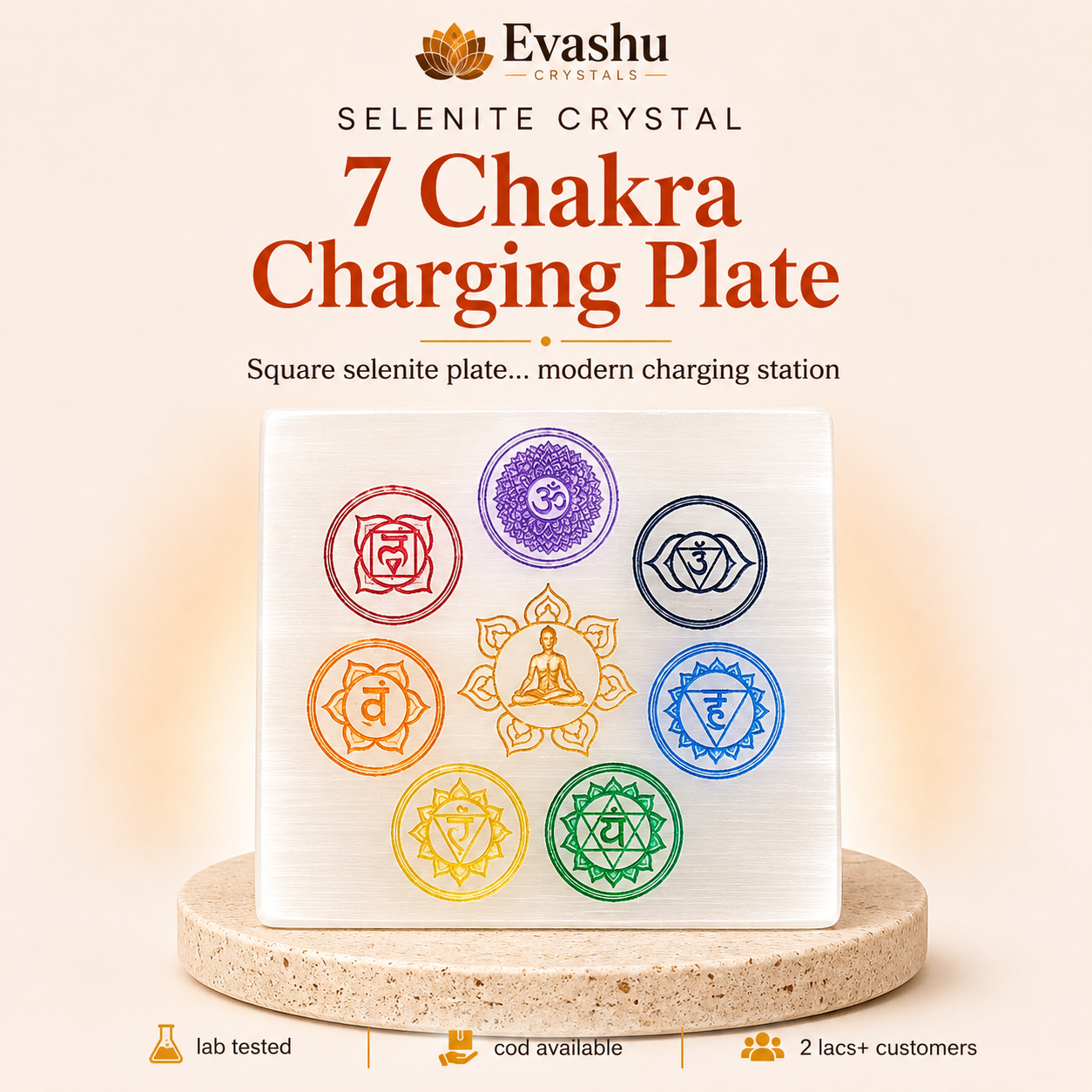 Natural Selenite Flower of Life Charging Plate for Clarity