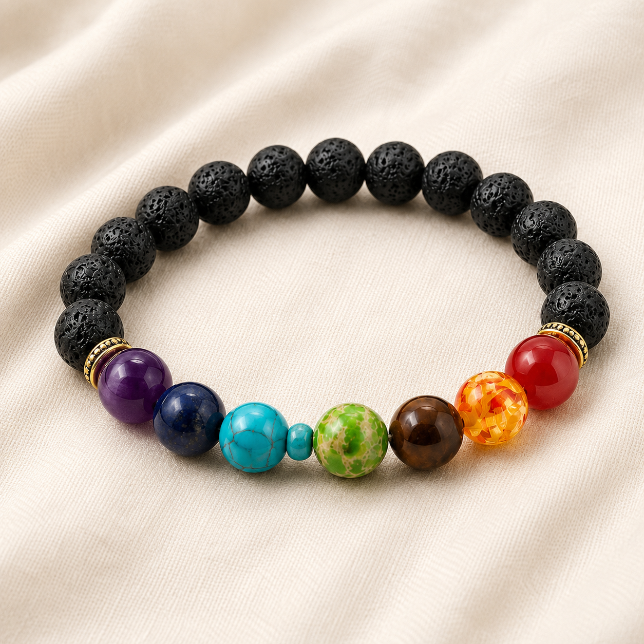 7 Chakra with Black Obsidian Bracelet - Image 4