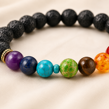 7 Chakra with Black Obsidian Bracelet - Image 7