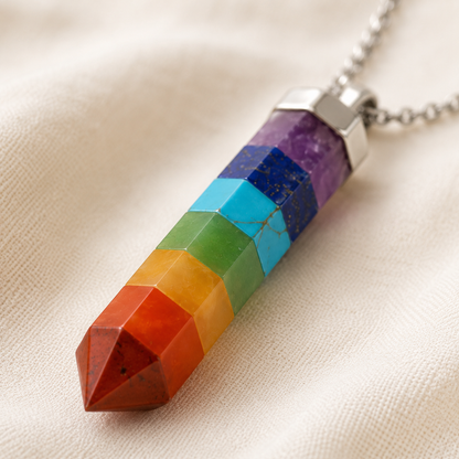 Natural 7 Chakra Pencil Pendant for Balance