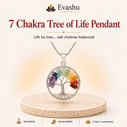 Natural 7 Chakra Wire Tree of Life Pendant for Energy Balance