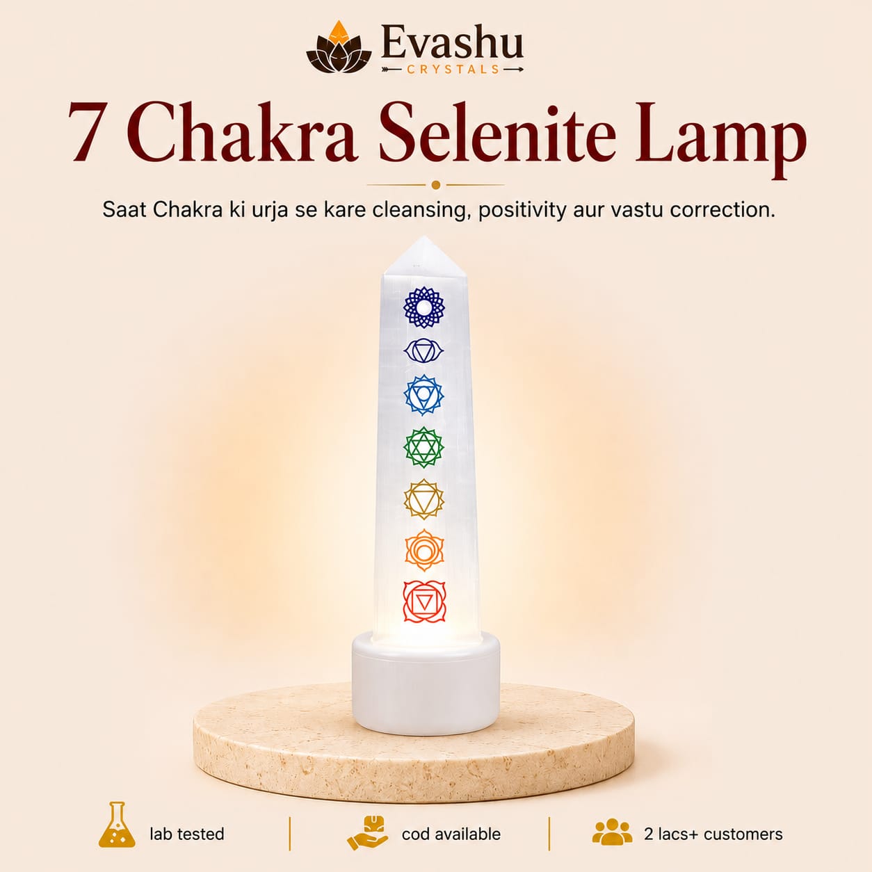 Natural Selenite Tower Crystal Lamp for Cleansing