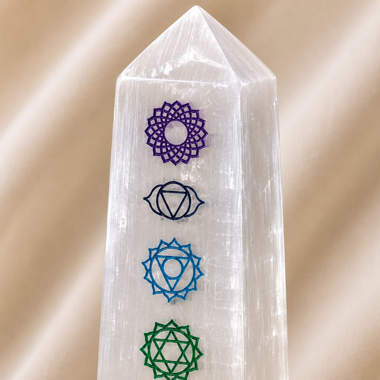 Natural Selenite Tower Crystal Lamp for Cleansing
