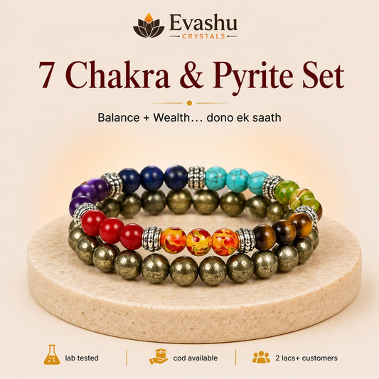 Natural 7 Chakra & Pyrite Duo Bracelet Set for Mindfulness