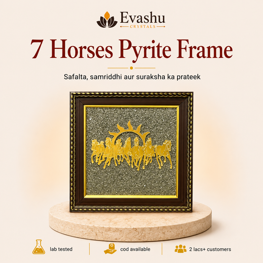 Natural Pyrite 7 Horses Crystal Frame for Prosperity