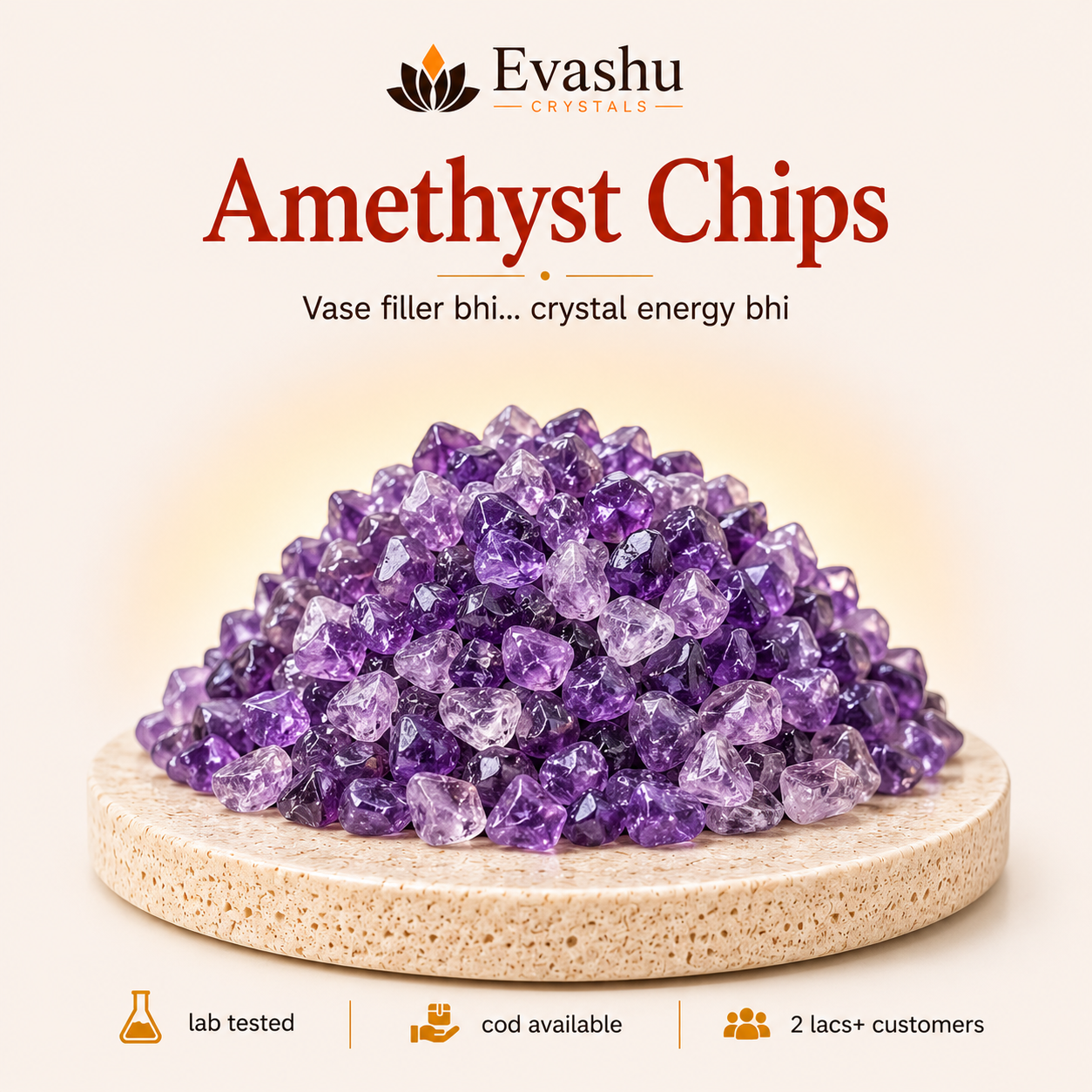 Natural Amethyst Crystal Chips for Calm