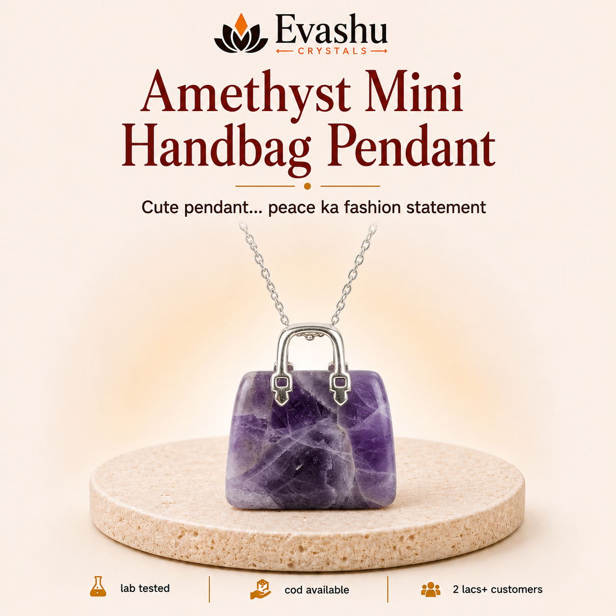 Natural Amethyst Mini Handbag Pendant for Intuition