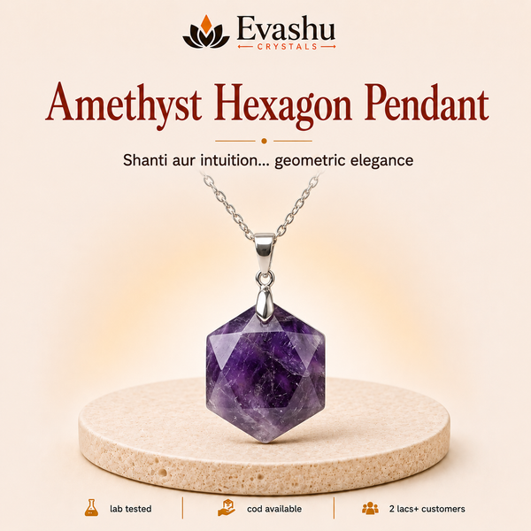Natural Amethyst Hexagon Pendant for Calm