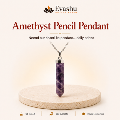 Natural Amethyst Pencil Pendant for Calm