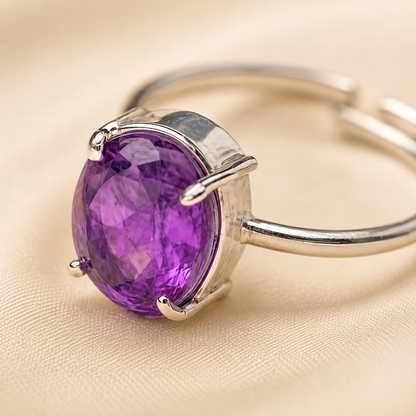 Natural Amethyst Ring for Calm