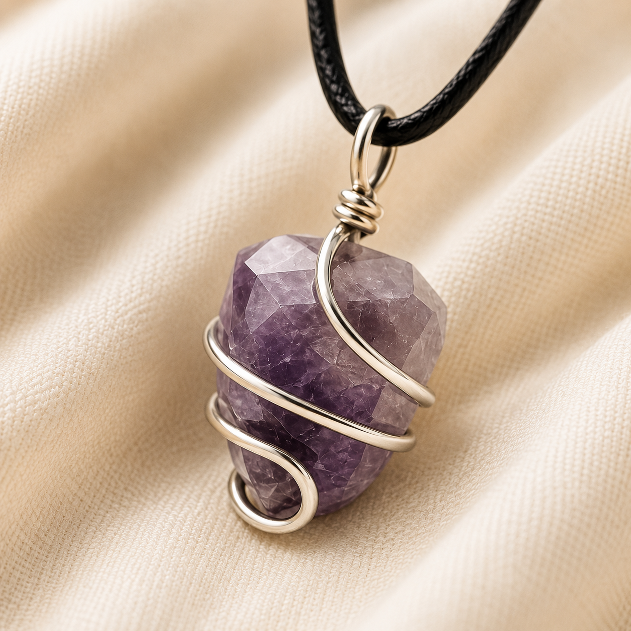 Natural Amethyst Tumble Pendant for Peace