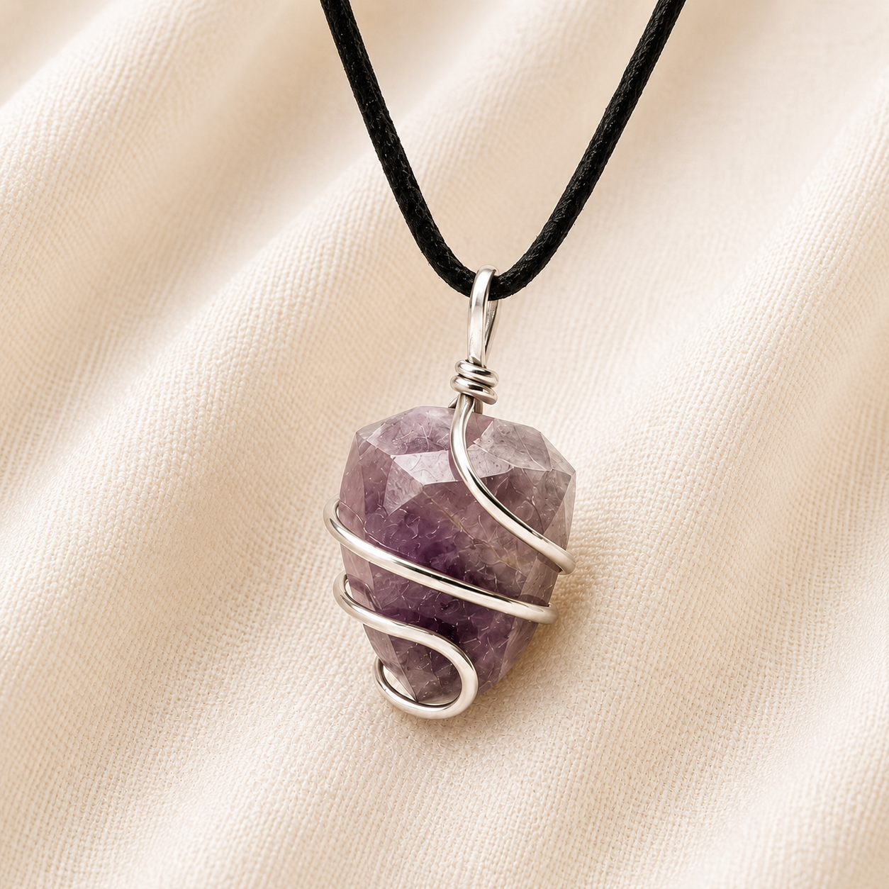 Natural Amethyst Tumble Pendant for Peace