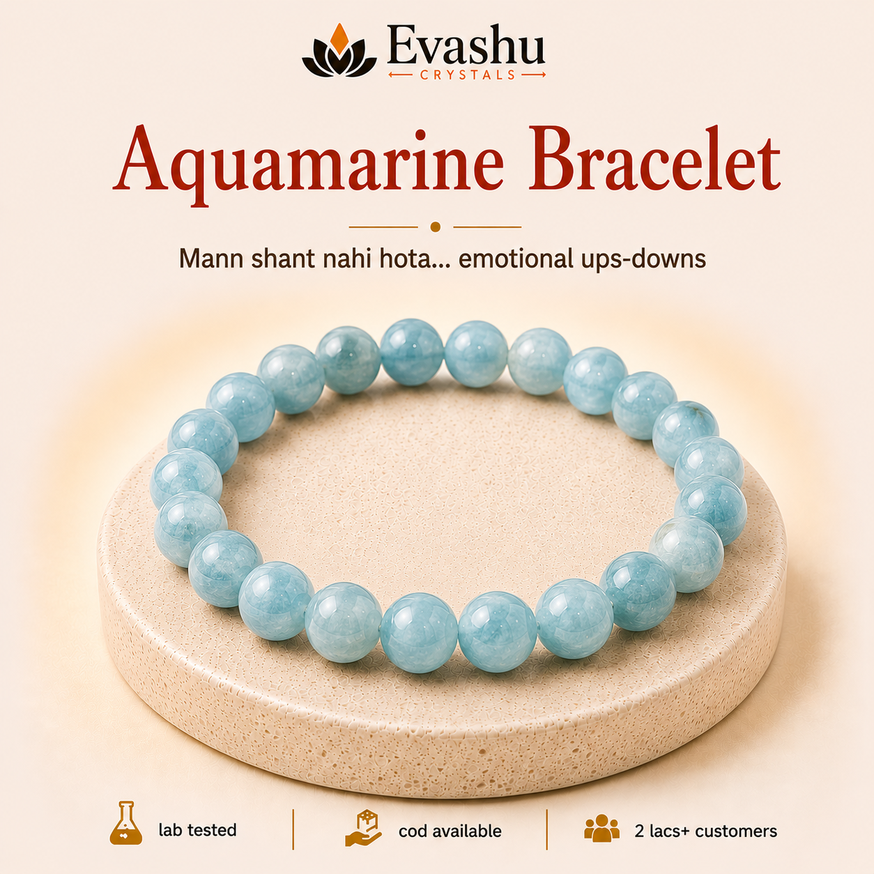 Natural Aquamarine 8mm Bracelet for Calm