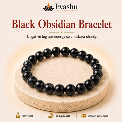 Natural Black Obsidian Bracelet Set for Grounding