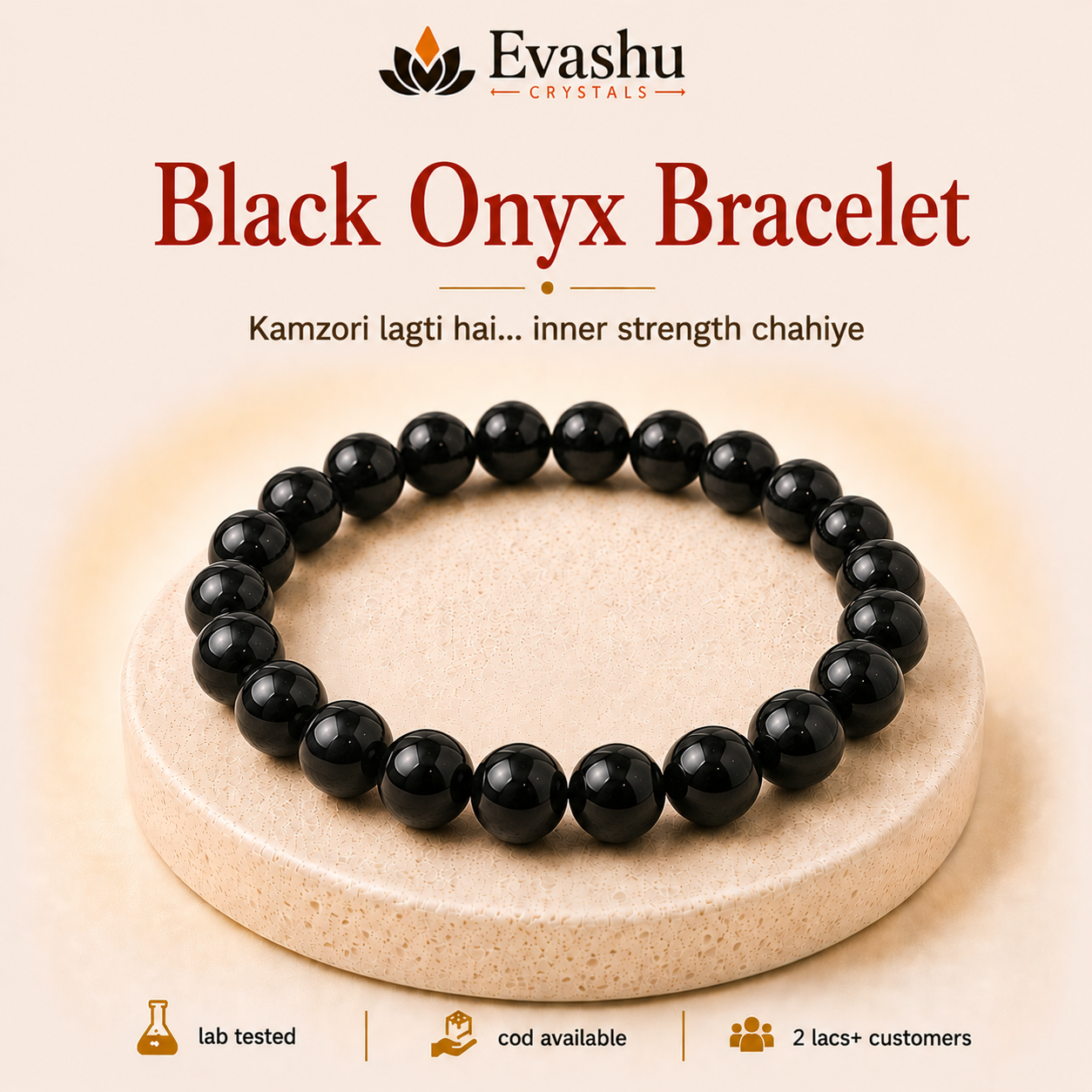 Natural Black Onyx 8mm Bracelet for Willpower