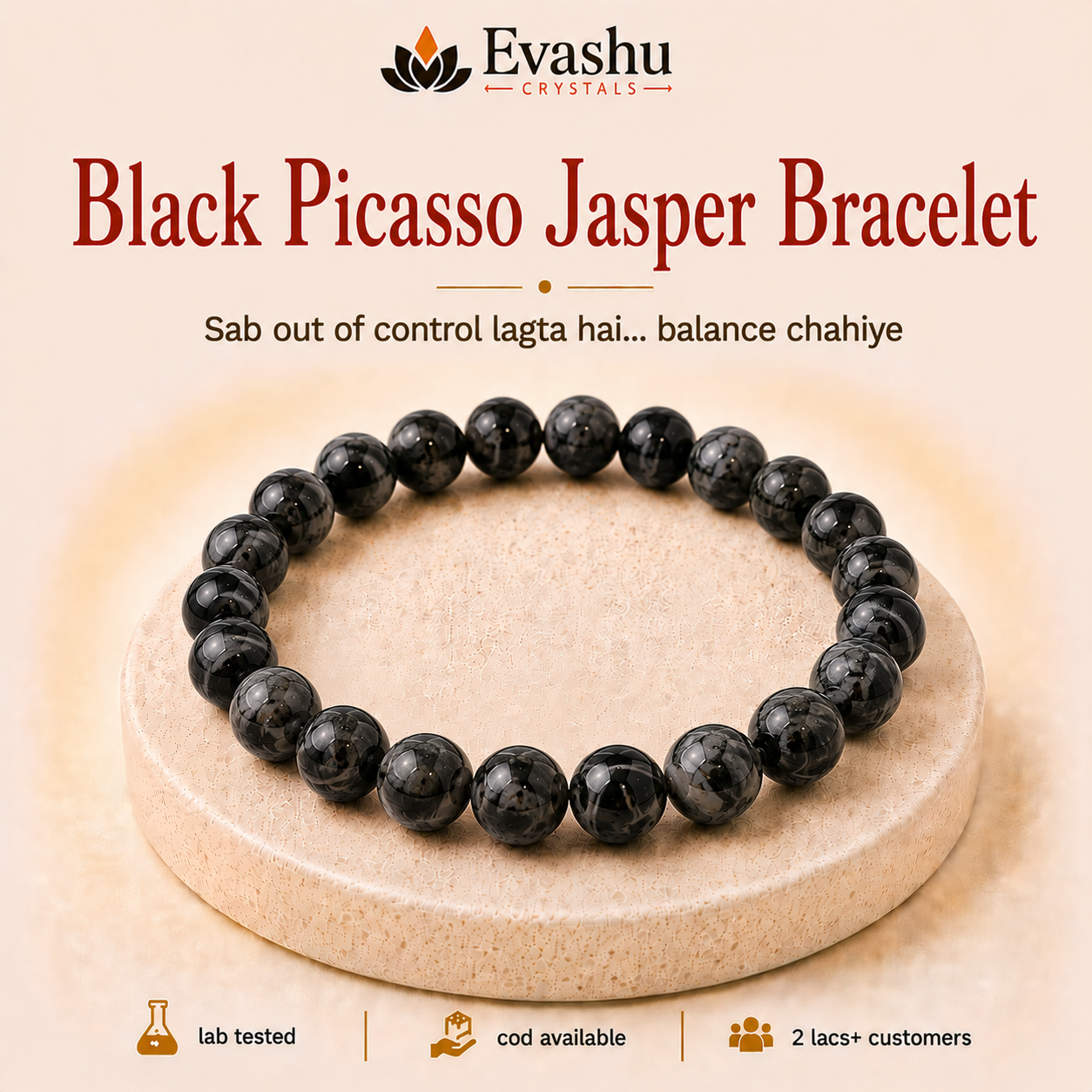 Natural Picasso Jasper & Black Picasso Bracelet for Strength